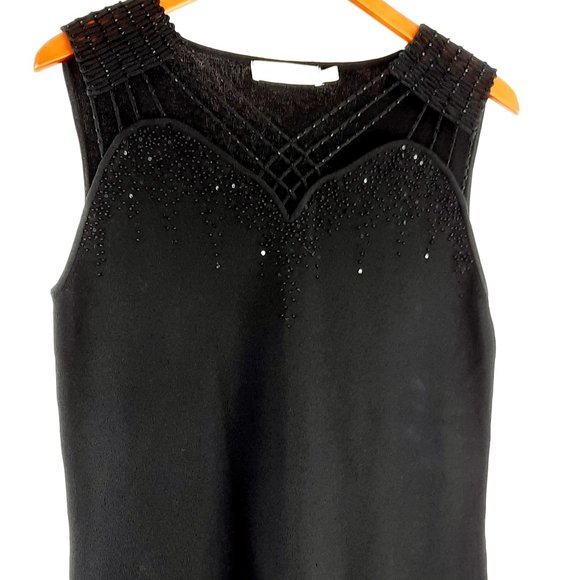 Large Elegant Beta's Black Sleeveless Beaded Party evening Top - Picture 1 of 7